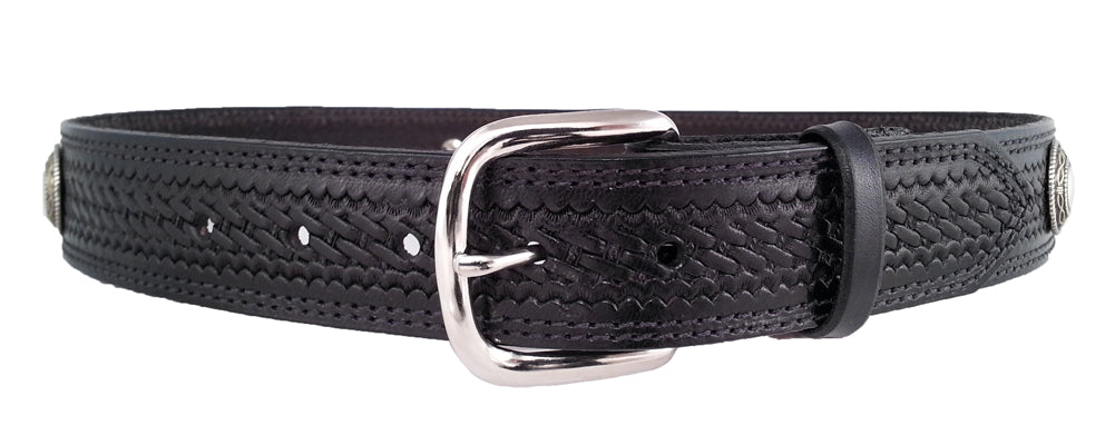 BC Belts Leather Belt Strap with Embossed Basket Weave Pattern