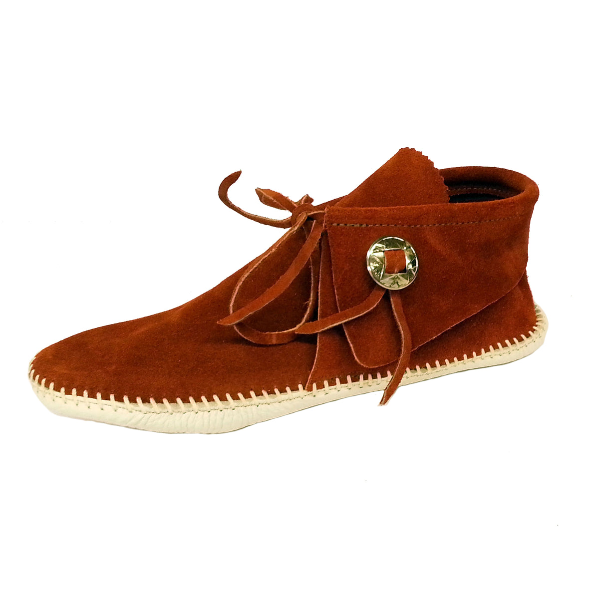 Vtg Taos Suede Fringed Knee High Moccasins Tan  Soft Sole New 12268 Sz 10 Native Leather | Taos Kids Fringe Moccasins 574 (Youth) main image 3