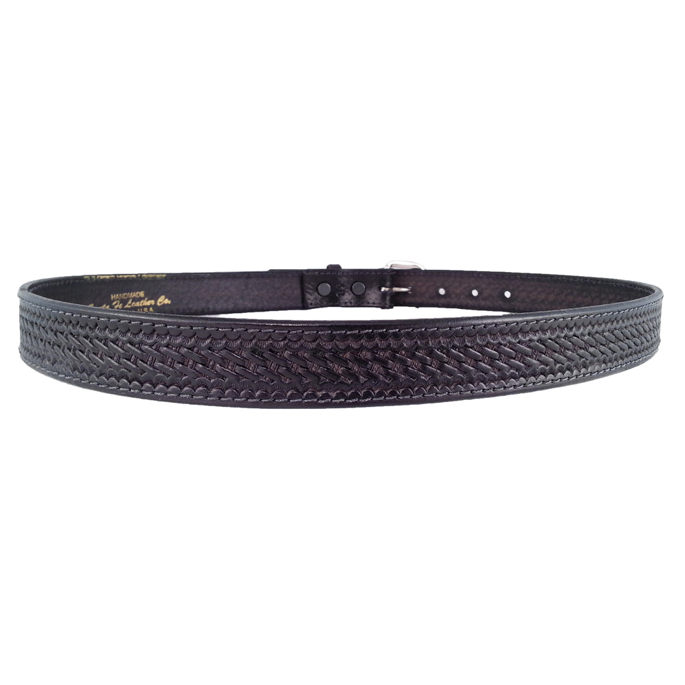 The Eastwood: Black Basket Weave Leather Belt - Max Thick 1.50