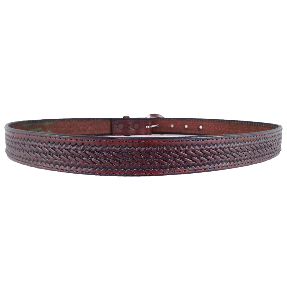 Basket Weave Embossed Leather Belt 525