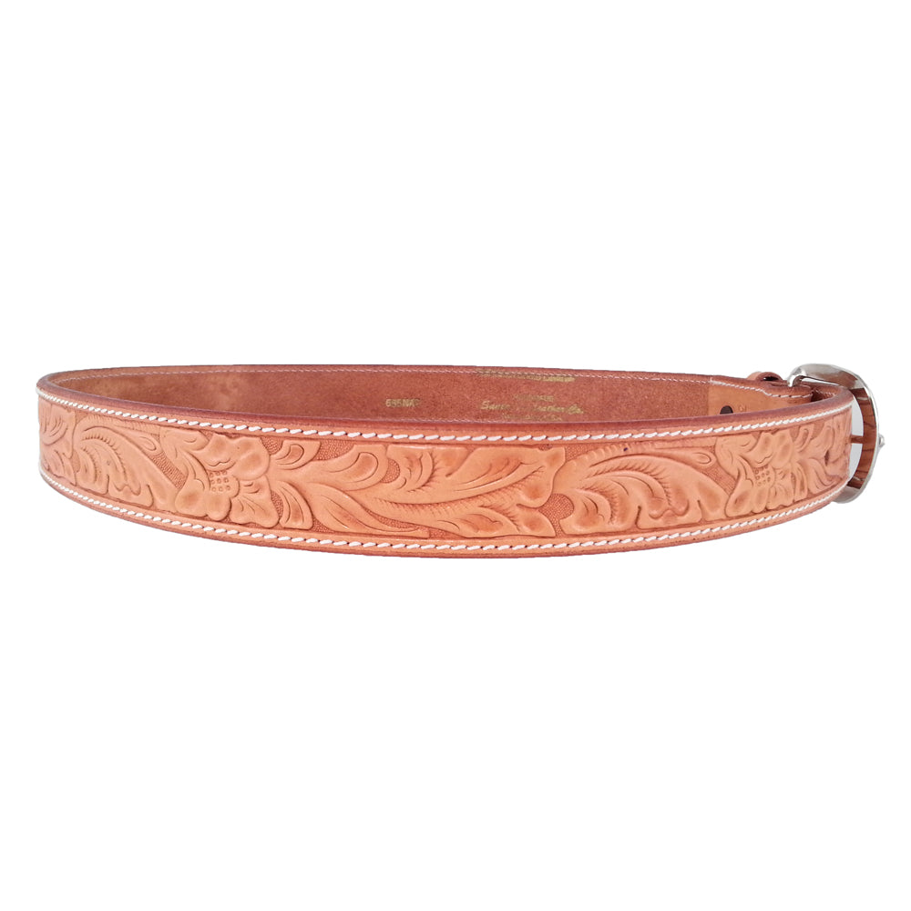 Leaf Pattern Embossed Leather Belt 655
