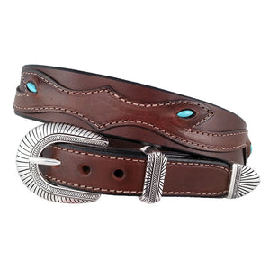 Tapered Leather Belt with Turquoise 610T