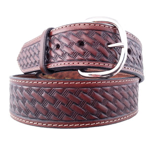 Basket Weave Embossed Leather Belt 727