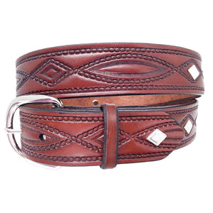 Rope Embossed Leather Concho Belt 670C