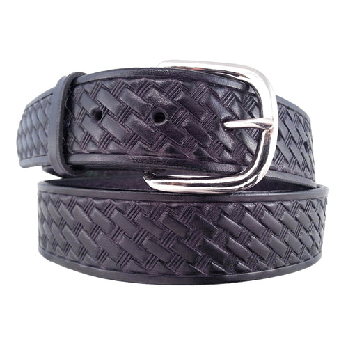 Basket Weave Embossed Leather Belt 627