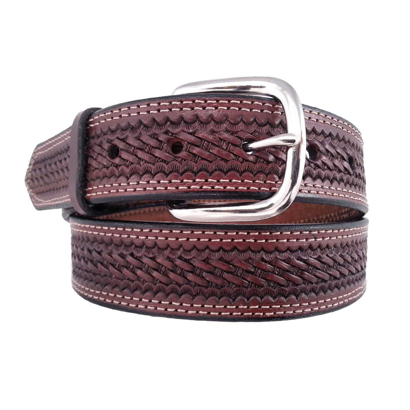 Basket Weave Embossed Leather Belt 625 – NativeLeather