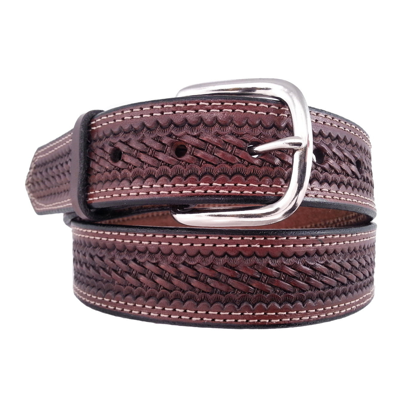 Leather Belt, Engraved Leather Belt, Embossed Basket Weave Belt, Hand Made  Belt for Men, Men's Accessories 