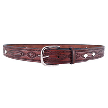 Load image into Gallery viewer, Rope Embossed Leather Concho Belt 670C